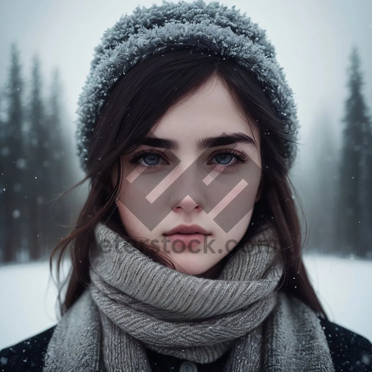 Picture of Happy Smiling Child in Winter Hat and Scarf