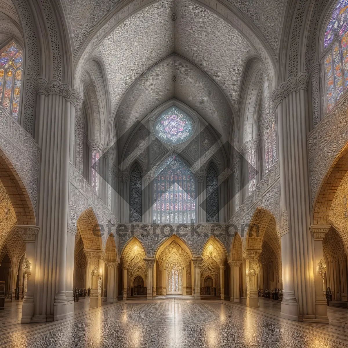 Picture of Ancient Stone Cathedral with Gothic Arches