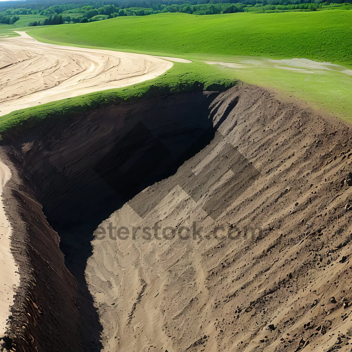 Picture of Serene Desert Landscape: Majestic Mountains and Sand Dunes