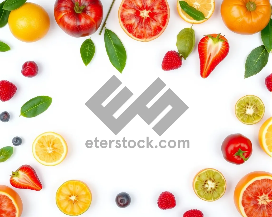 Picture of Colorful Fruit and Flower Design with Tulips and Apples