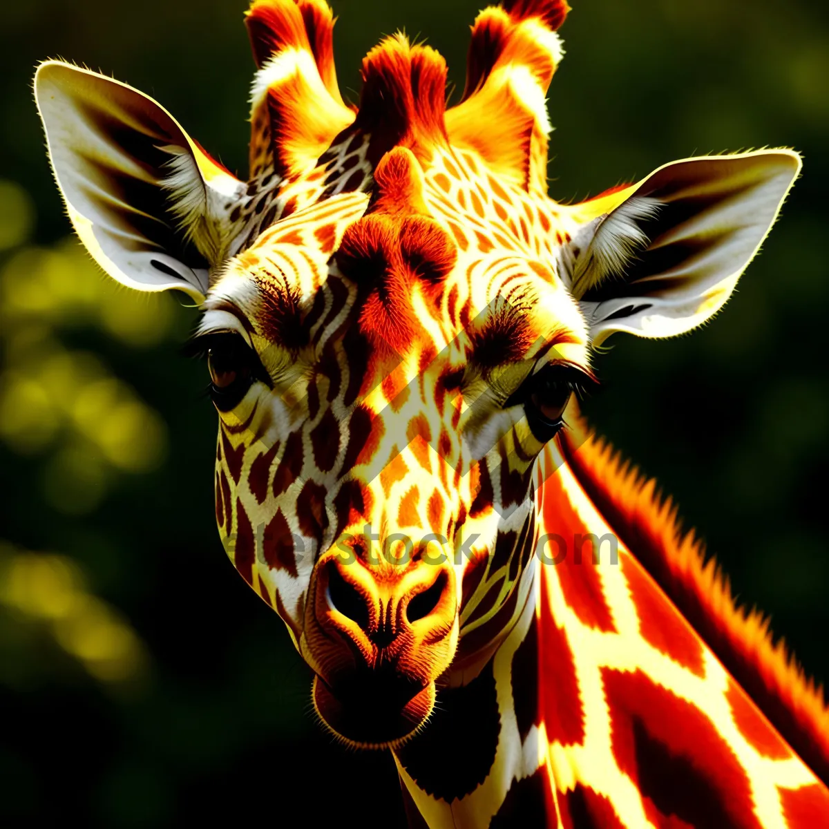 Picture of Wildlife Safari: Majestic Giraffe Roaming Among Vibrant Wildflowers