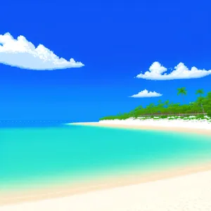 Serene Coastal Haven: Ocean, Sky, and Sand