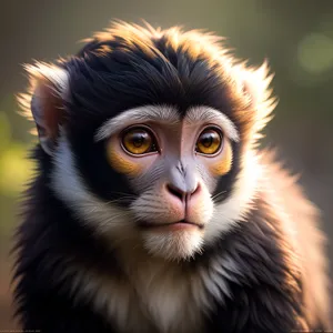 Cute Primate with Expressive Eyes: Wild Monkey Portrait