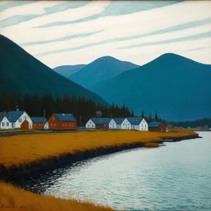 Serene Waterside Journey amid Majestic Mountains