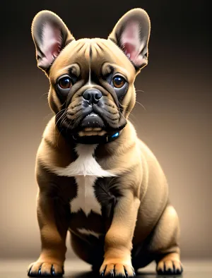 Adorable Wrinkled Bulldog Puppy Portrait