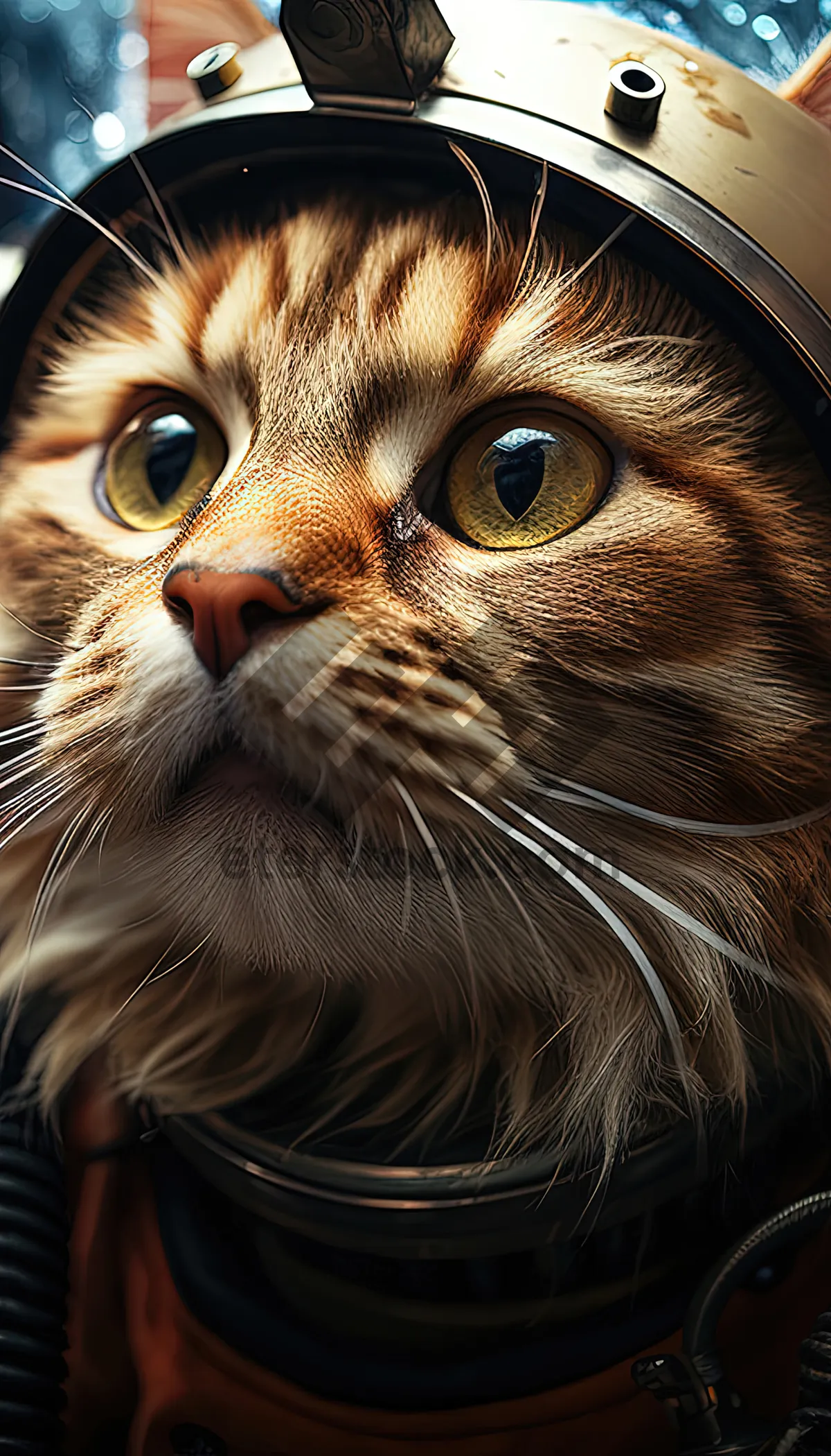 Picture of Pretty tiger cat with curious eyes and fluffy fur