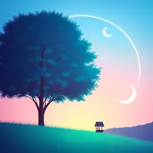 Summer Sky: Bright and Cloudy Weather with Tree