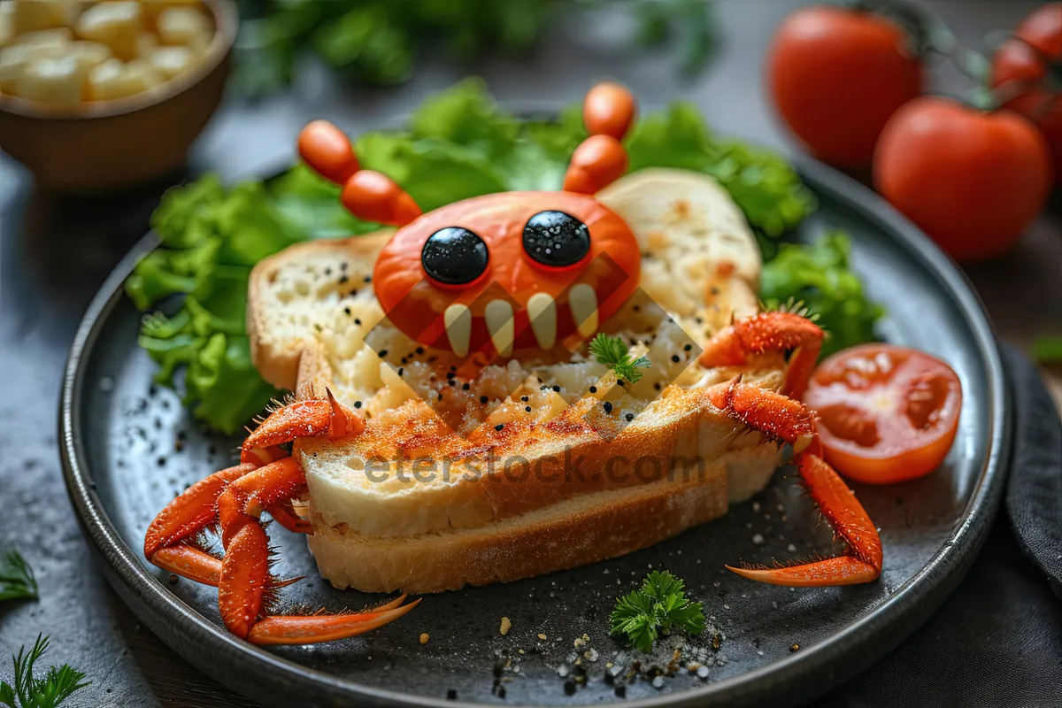 Picture of Healthy Veggie Pizza with Crab Meat and Cheese