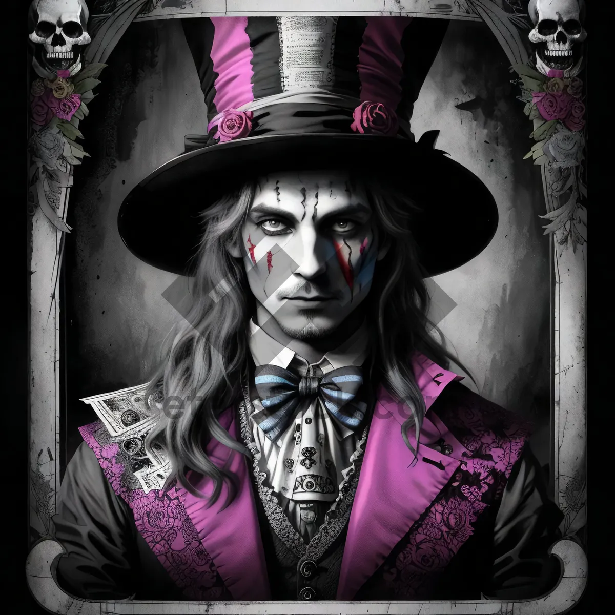 Picture of Attractive adult model in dark fashion costume.