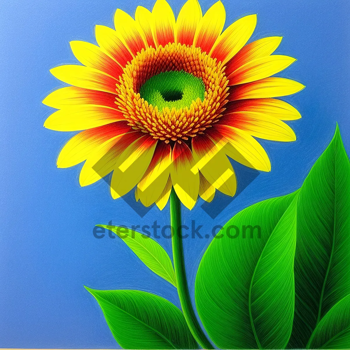 Picture of Vibrant Sunflower Bloom in Sunlit Field