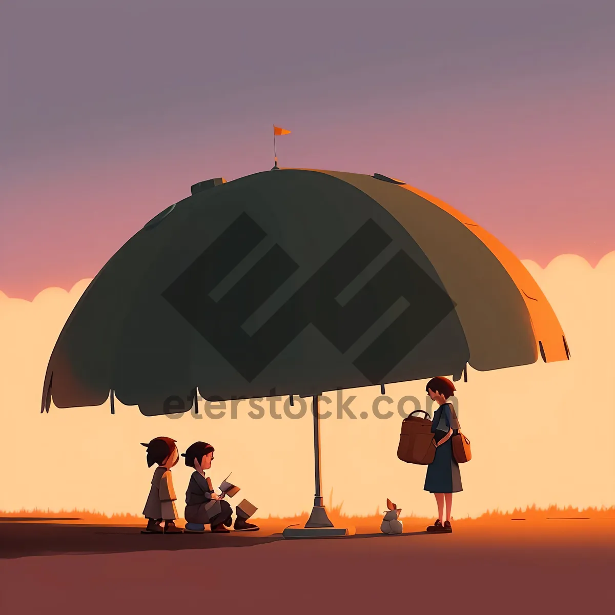 Picture of Sunset Beach Escape: Parachute Adventure under Umbrella