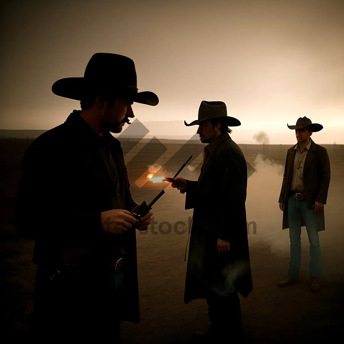 Picture of Dapper Cowboy Portrait with Black Hat