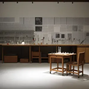 Modern Kitchen with Wood Furniture and Glass Table