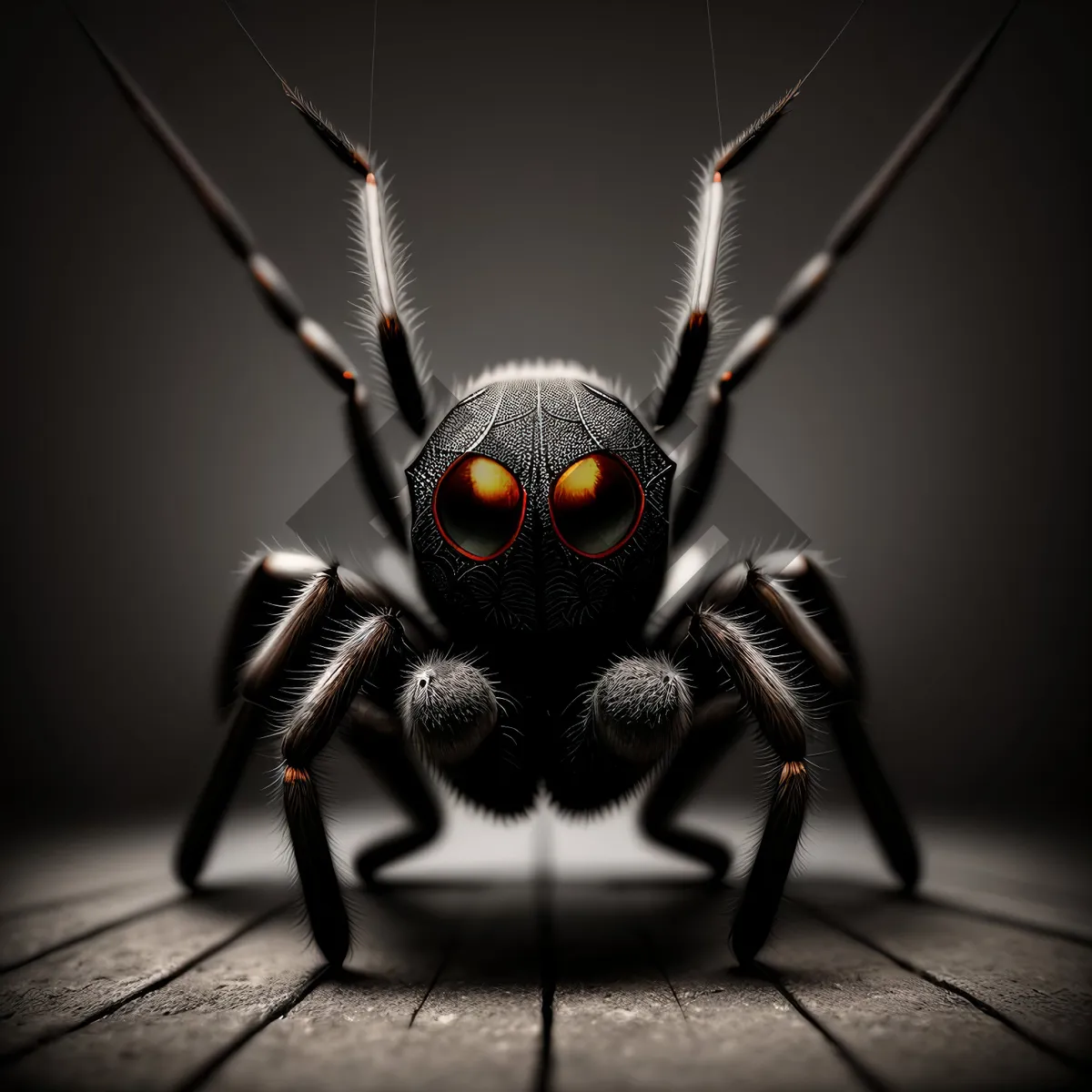 Picture of Black Widow Spider with Dark Wings and Intense Gaze
