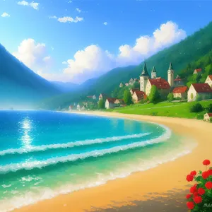 Turquoise Paradise: Serene Tropical Coastline with Palm Trees
