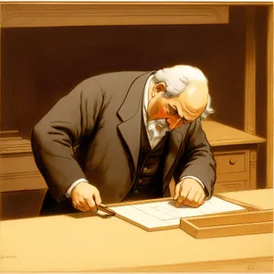 Busy professional working on laptop at office desk