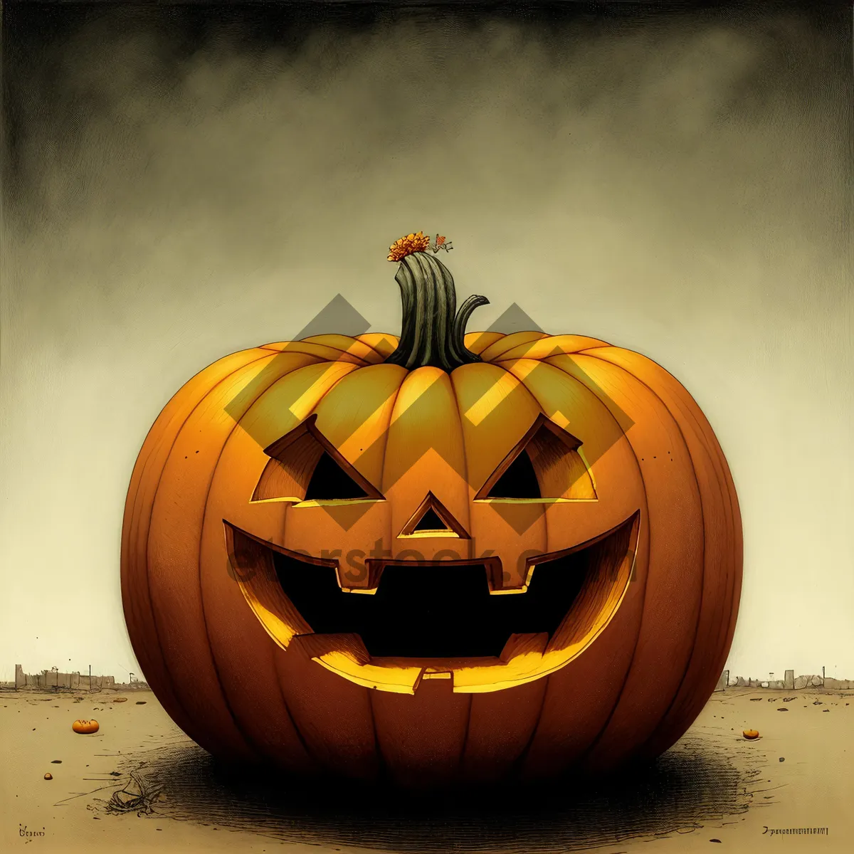 Picture of Glowing Autumn Jack-O'-Lantern Face Lamp Decoration