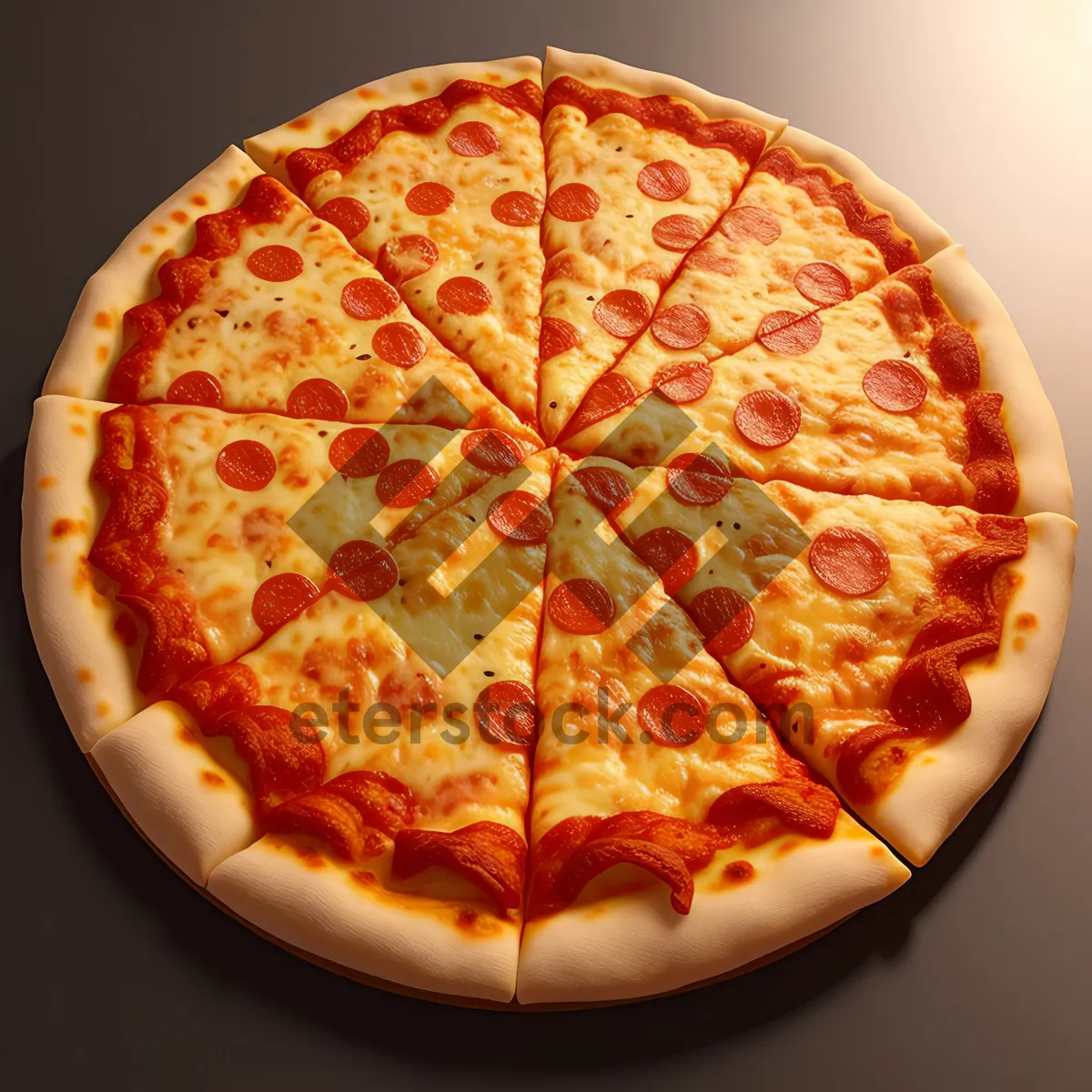 Picture of Delicious Gourmet Pizza with Melting Cheese and Tasty Toppings