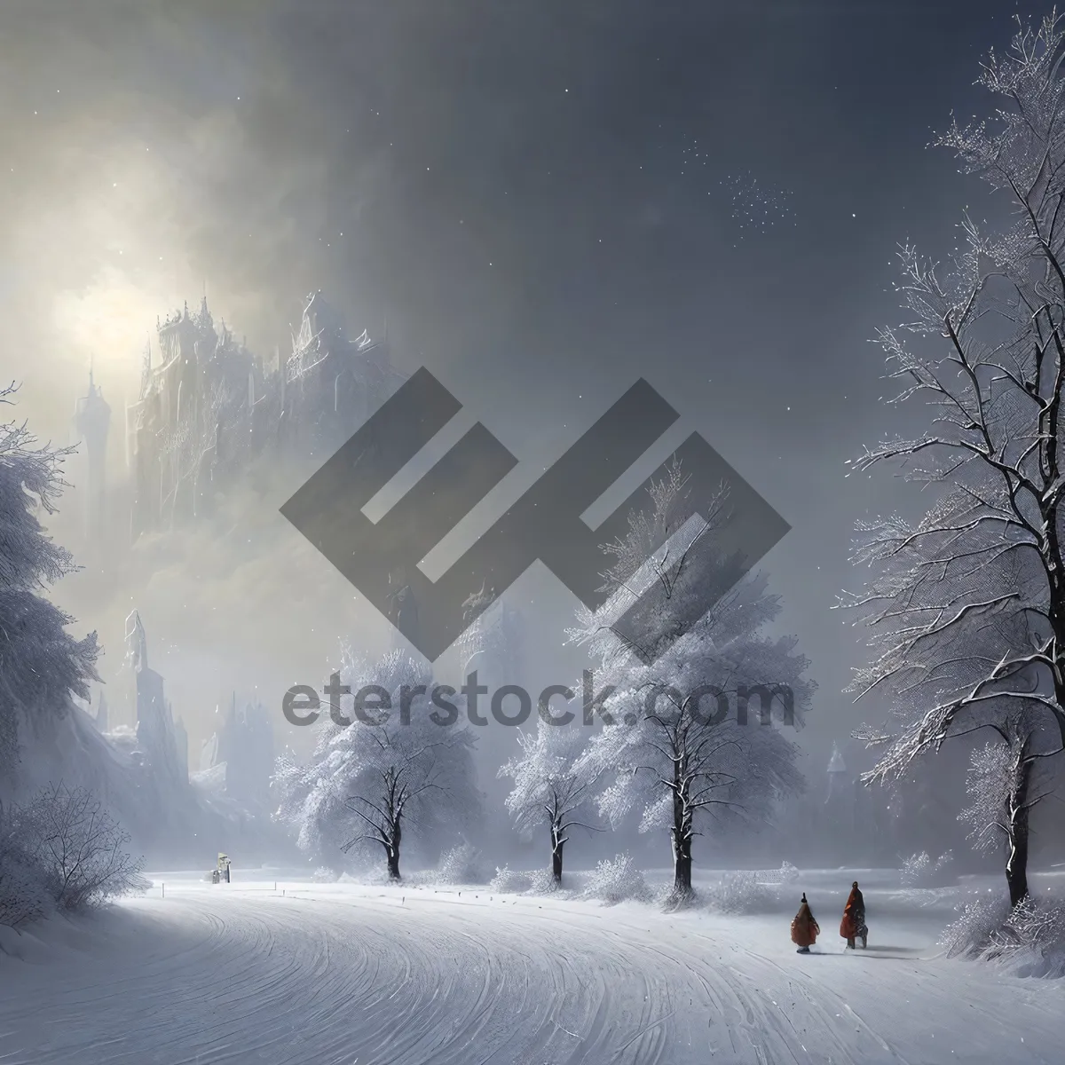 Picture of Winter Wonderland: Majestic Ski Slope through Frozen Forest