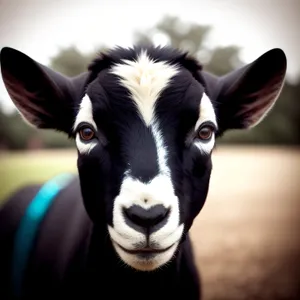 Brown calf grazing in rural pasture