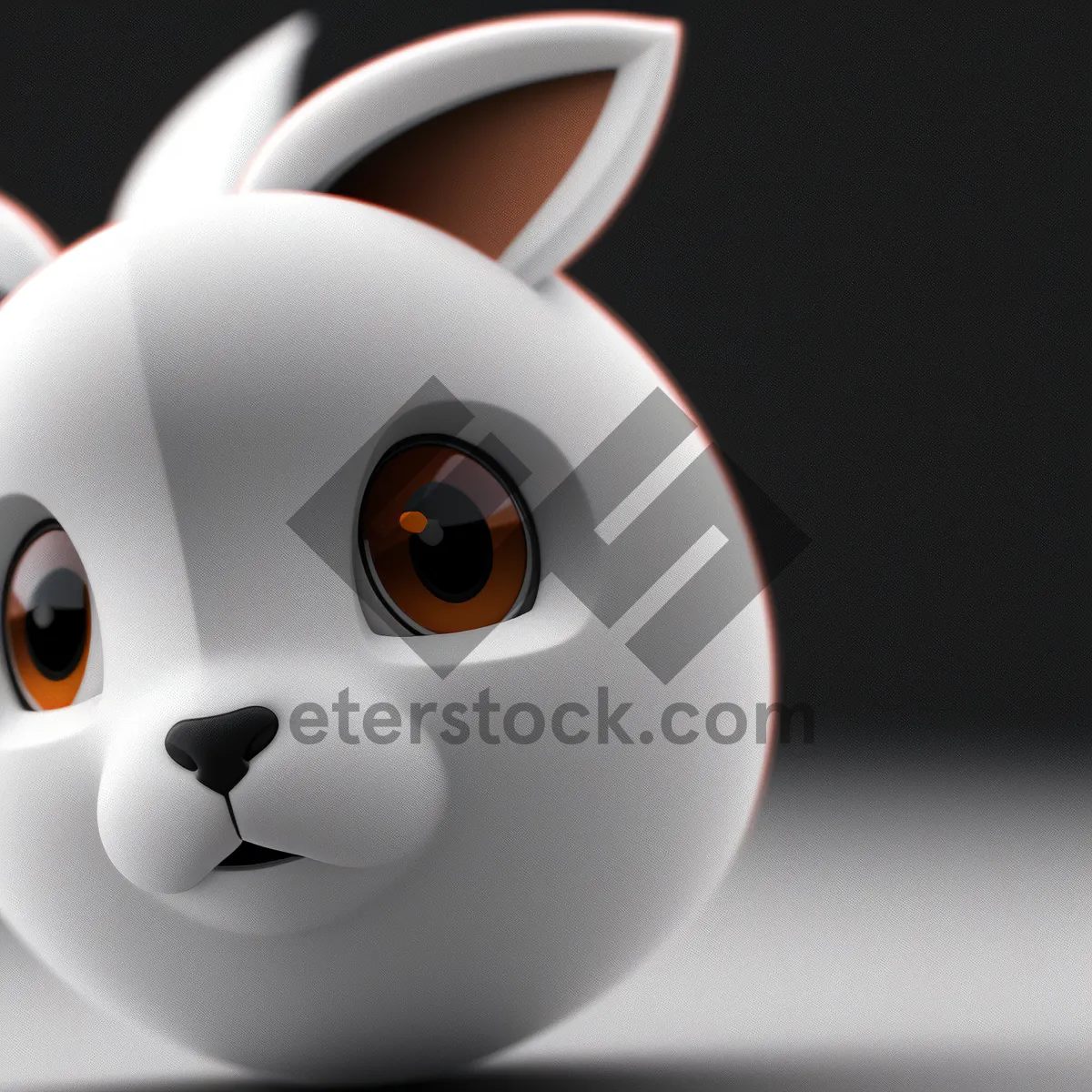 Picture of Cute 3D Cartoon Piggy Bank with Happy Rabbit