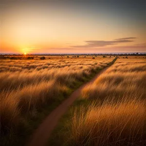 Golden Horizon: Serene Sunset over Beach