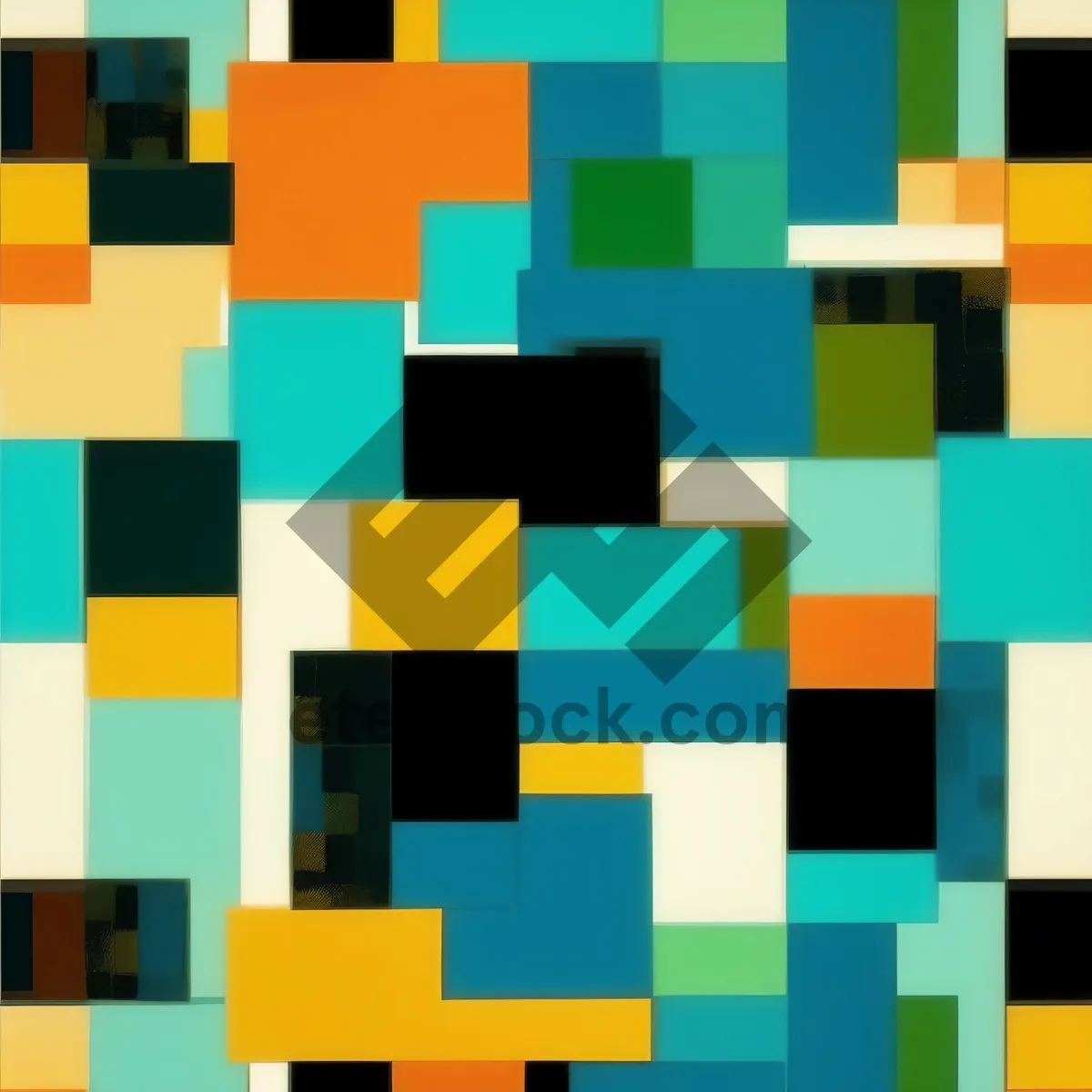 Picture of Pixelated geometric 3D mosaic pattern design.