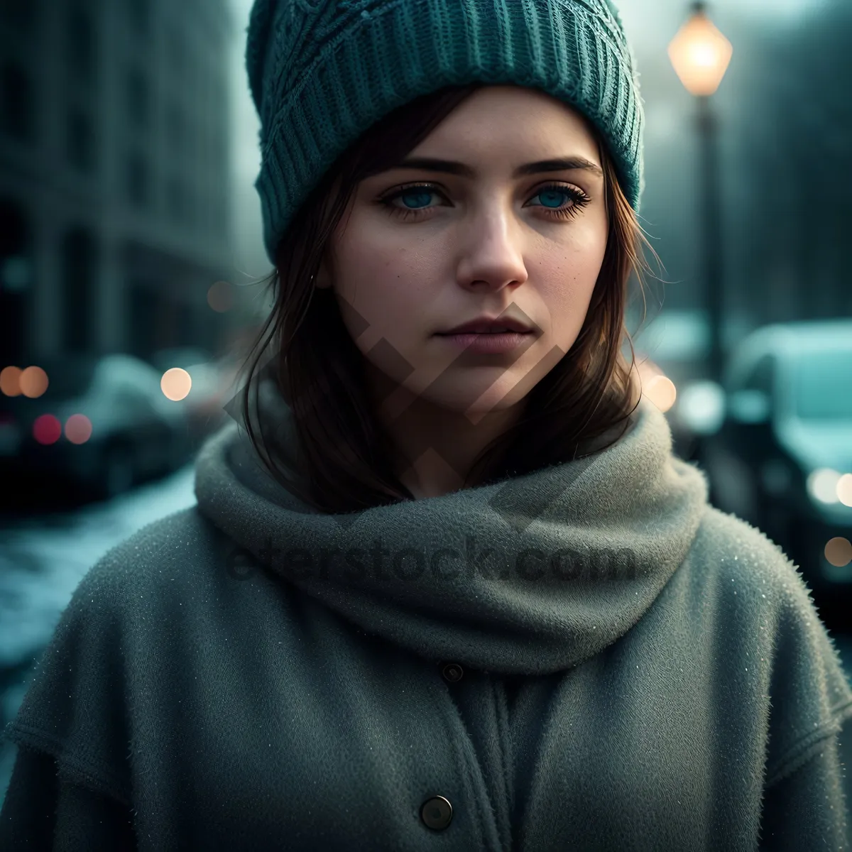 Picture of Cute Smiling Winter Fashion Model with Scarf and Hat