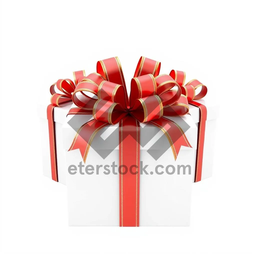 Picture of Festive Gift Box with Shiny Ribbon and Bow