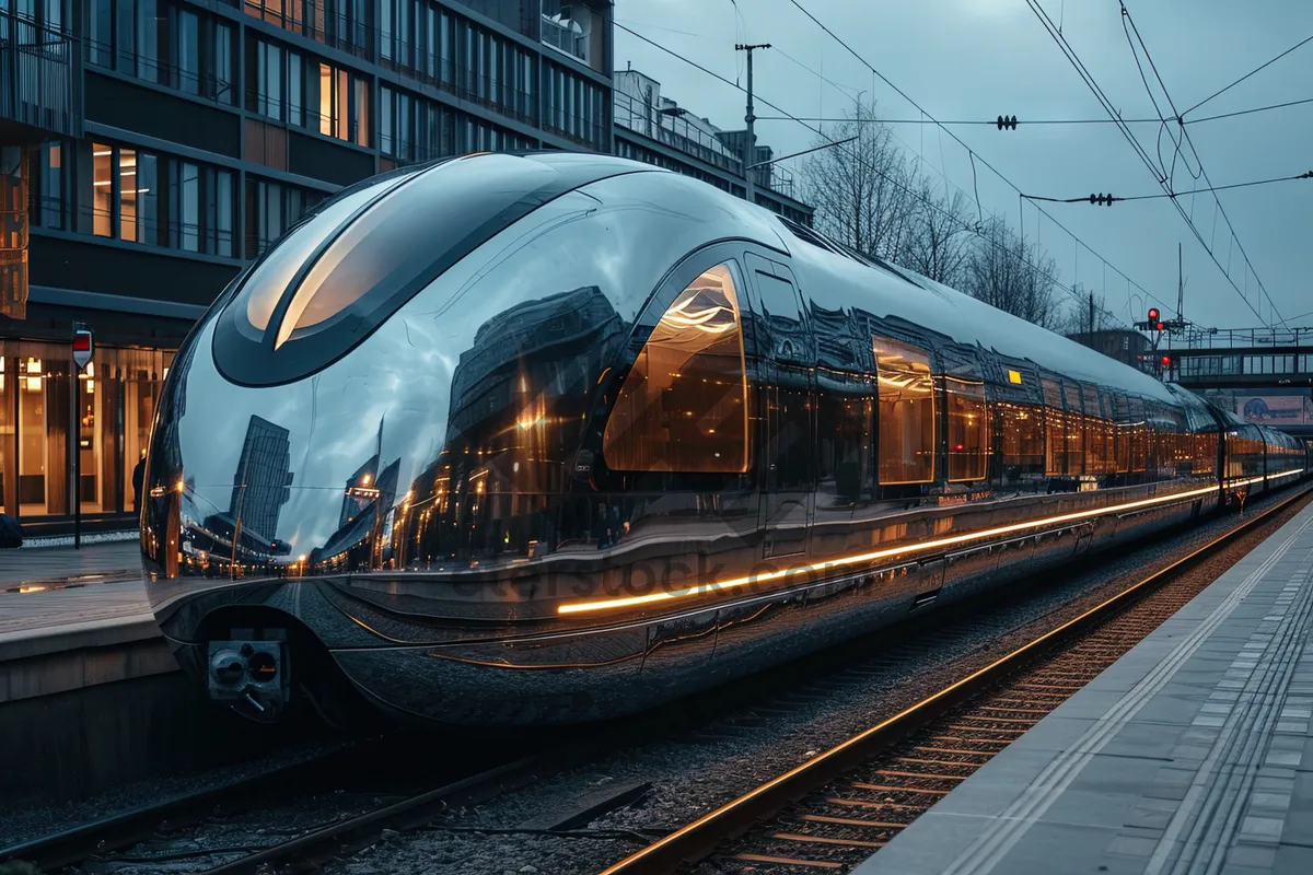 Picture of Urban transportation hub with fast train passing through tunnel.