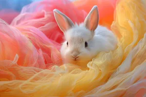 Fluffy bunny portrait in studio: Easter cuteness overload!