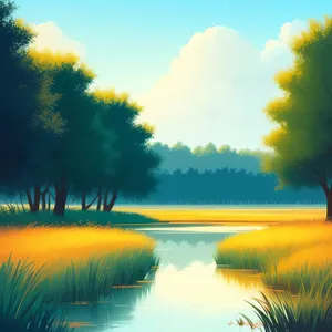 Golden Horizon Reflecting in Serene Waters