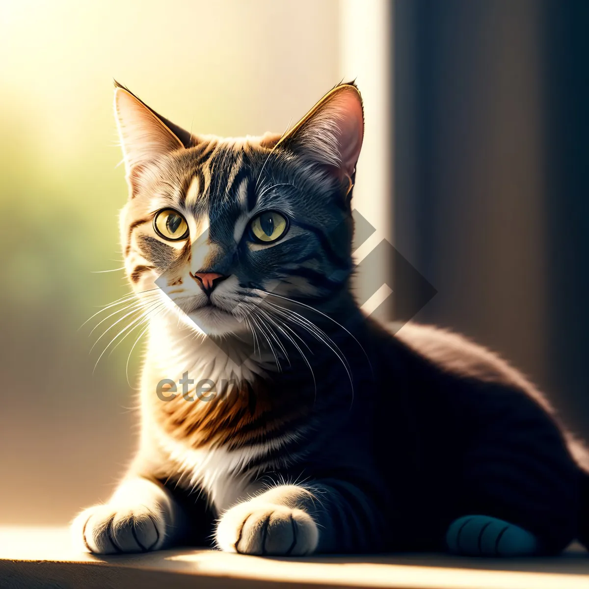 Picture of Curious Tabby Kitty with Fluffy Fur and Beautiful Eyes.