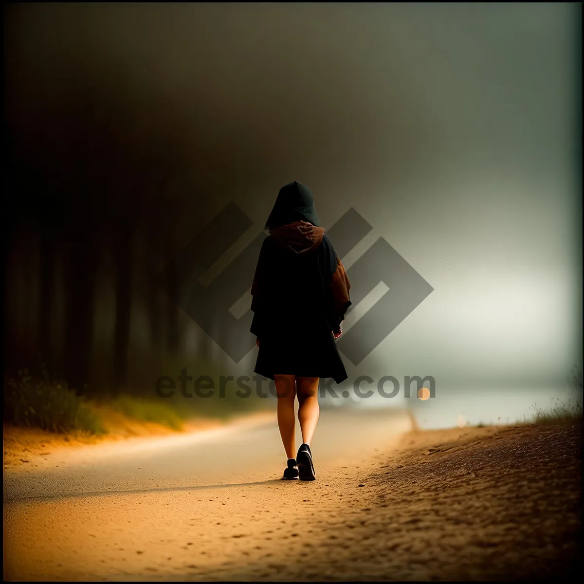 Picture of Serene Sunset Silhouette on Beach