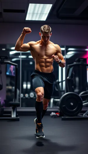 Muscular man exercising in gym for fitness training