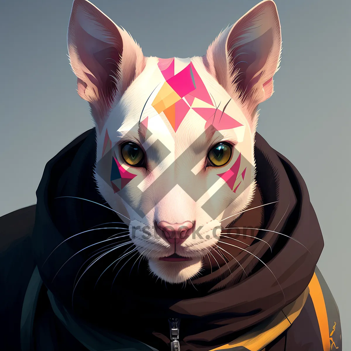 Picture of Furry Tabby Cat Staring with Whiskers