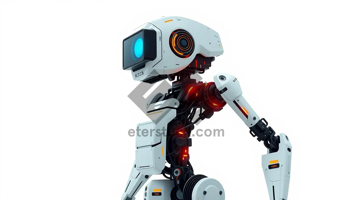 Picture of 3D man robot character render technology equipment.