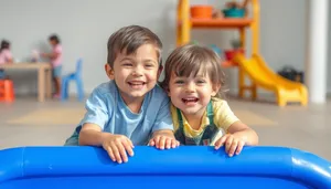 Happy kids smiling in classroom during learning session.