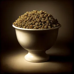 Morning Roasted Dark Coffee Beans in a Mug