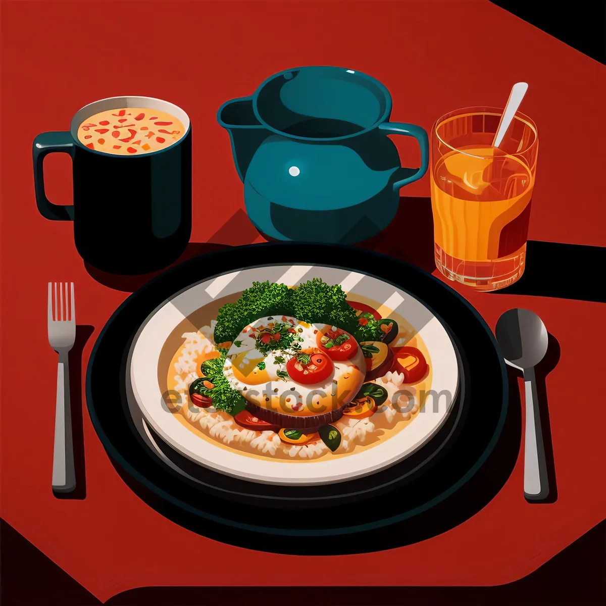 Picture of Healthy vegetable bowl with delicious meat and fresh vegetables.