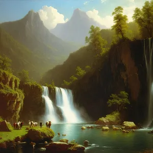 Serene Mountain River Amidst Lush Forest