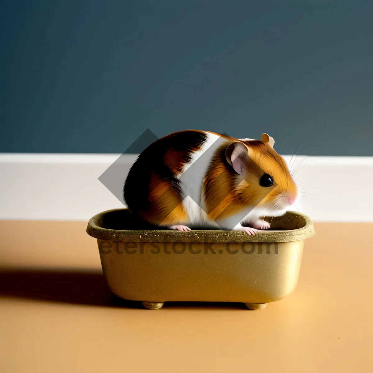 Picture of Furry Guinea Pig Portrait - Adorable Brown Rodent with Fluffy Hair