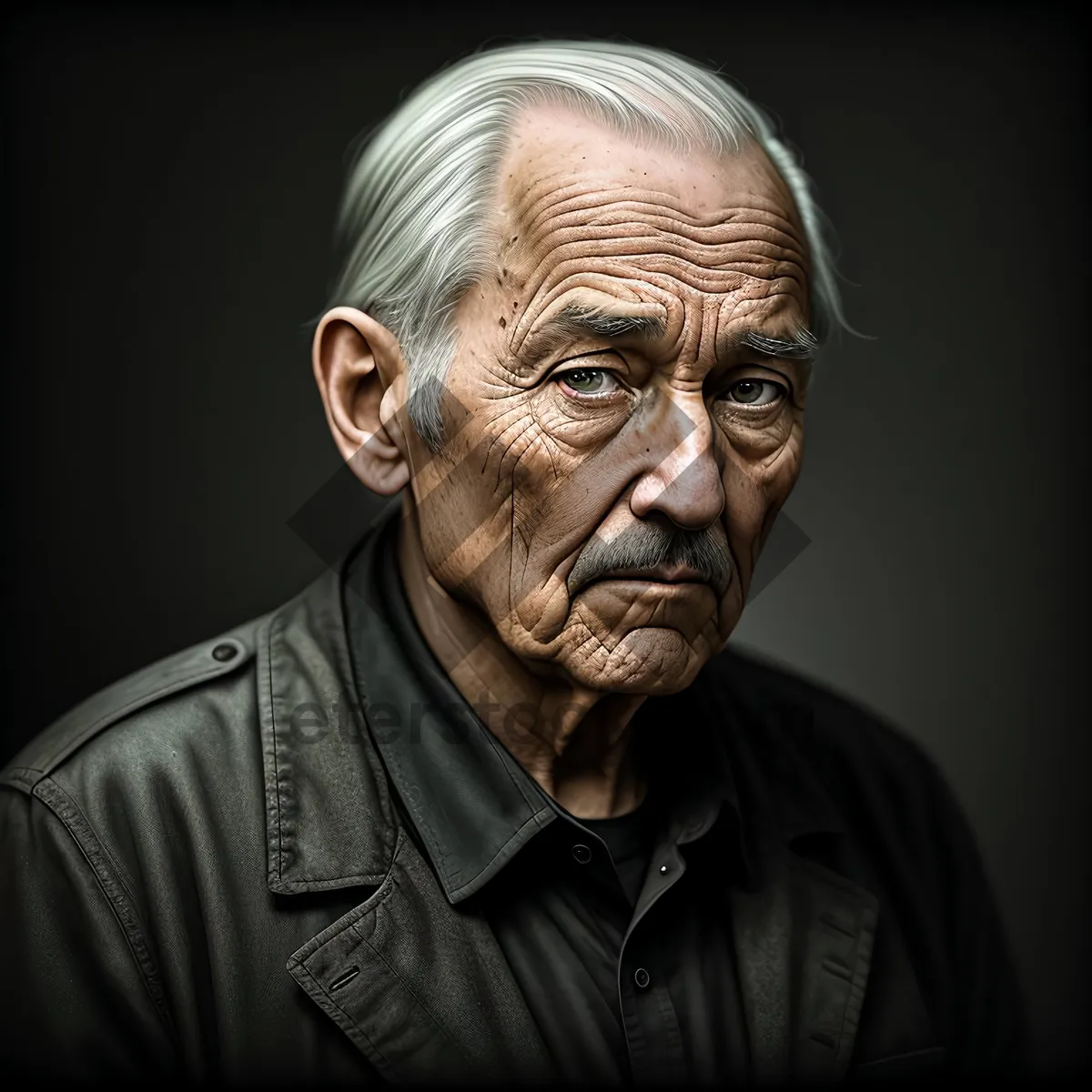Picture of Serious elderly man portrait bust