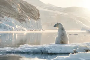 Arctic Polar Bear Swimming in Icy Waters.