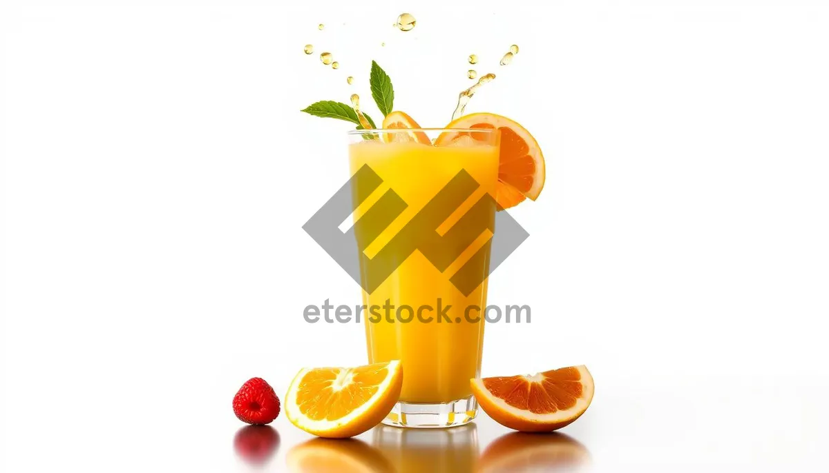 Picture of Fresh Juicy Yellow Fruit Drink in Glass