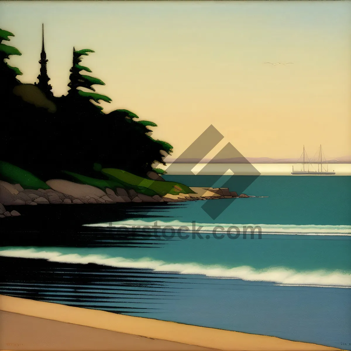 Picture of Sunset Paradise Palm Tree Beach Holiday