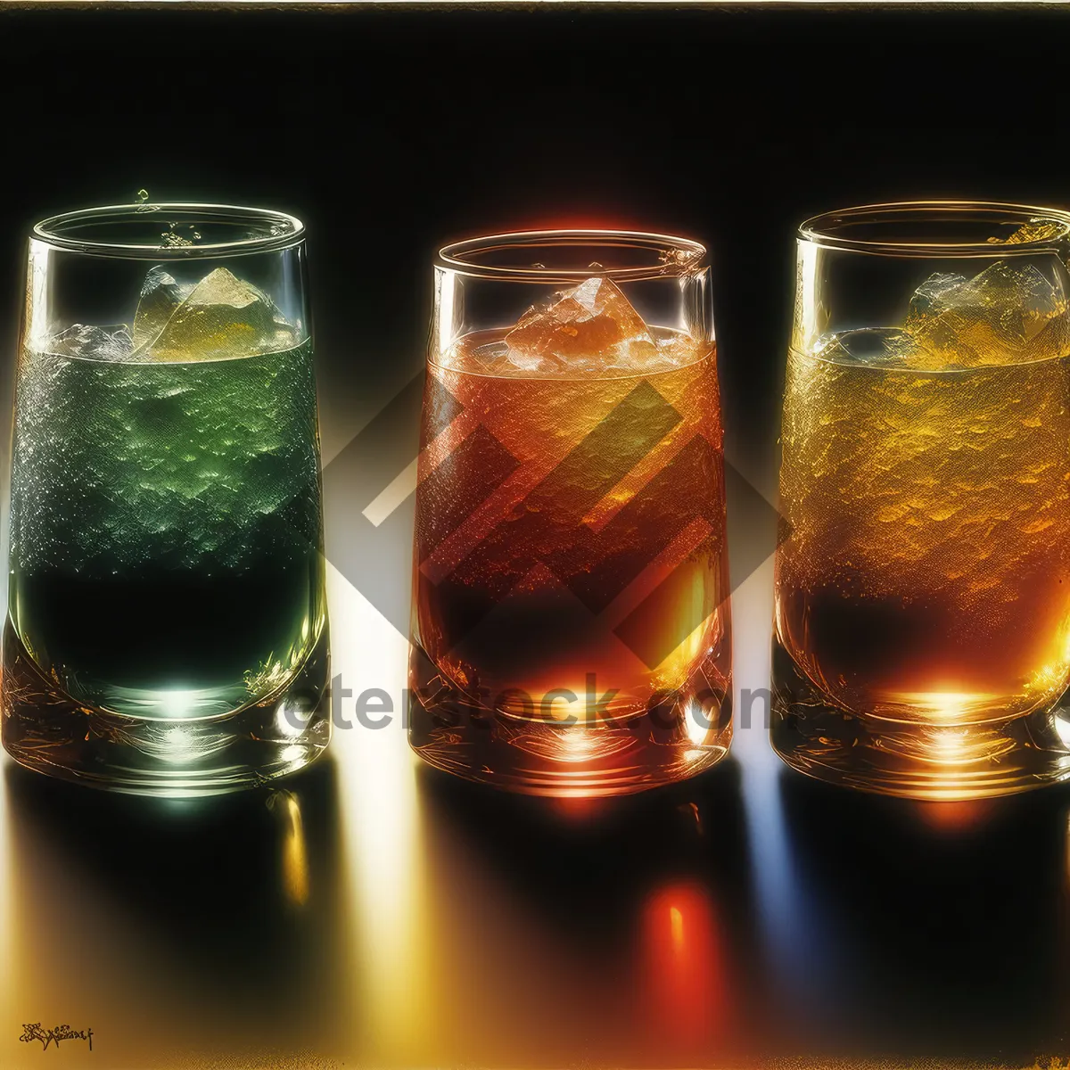 Picture of Cold Beer Glass on Party Table with Champagne Bottle