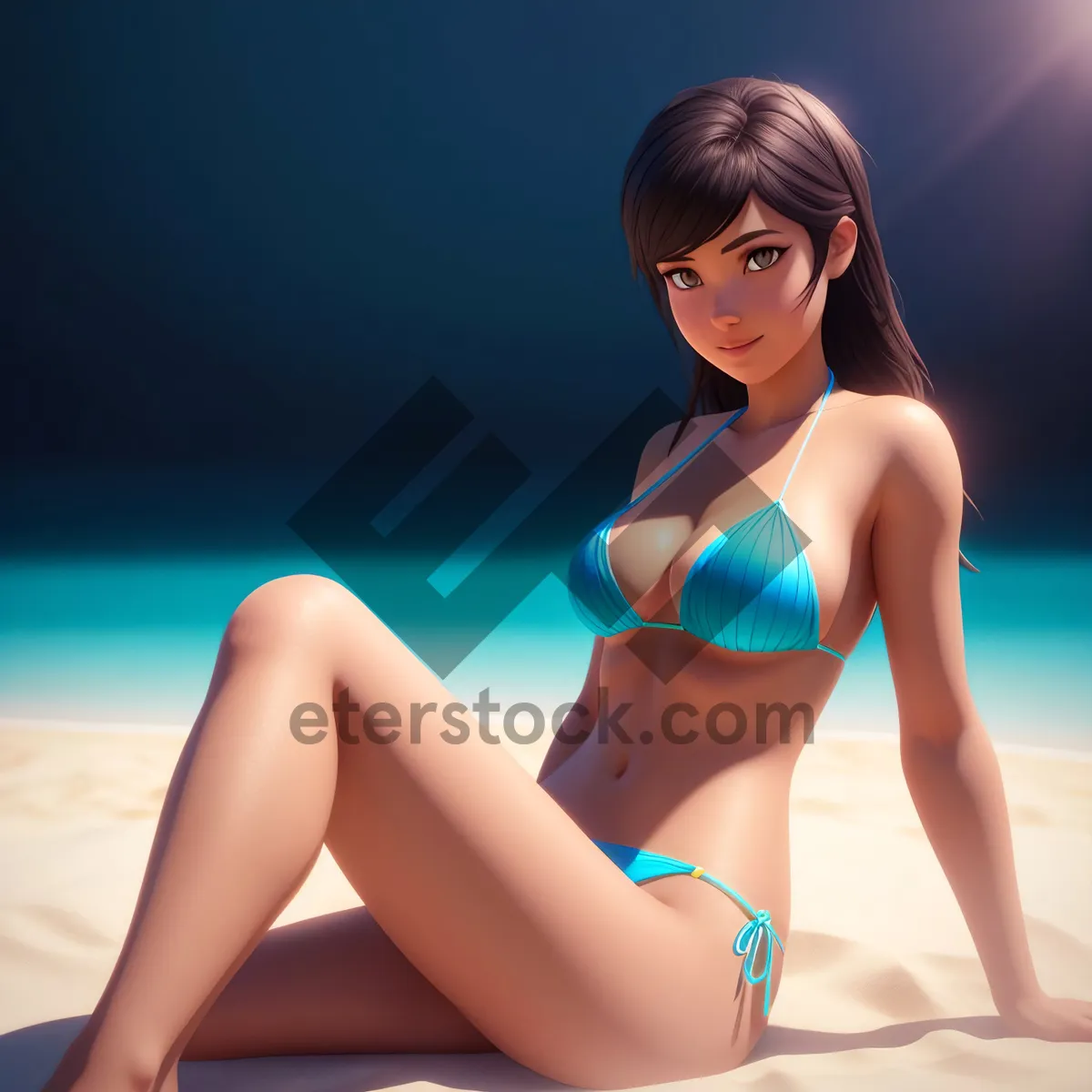 Picture of Sultry Beach Babe, Exuding Confidence in Swimwear