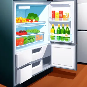 Modern Refrigerator in Stylish Home Interior - 3D Design