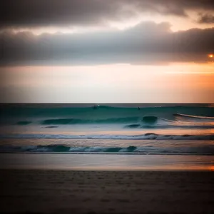 Serenity by the Seashore: A Sunset over the Ocean